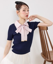 rienda（リエンダ）の「シャツドッキングハーフスリーブニットトップス 春服 夏服（ニット/セーター）」