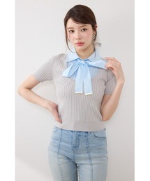 rienda（リエンダ）の「シャツドッキングハーフスリーブニットトップス 春服 夏服（ニット/セーター）」
