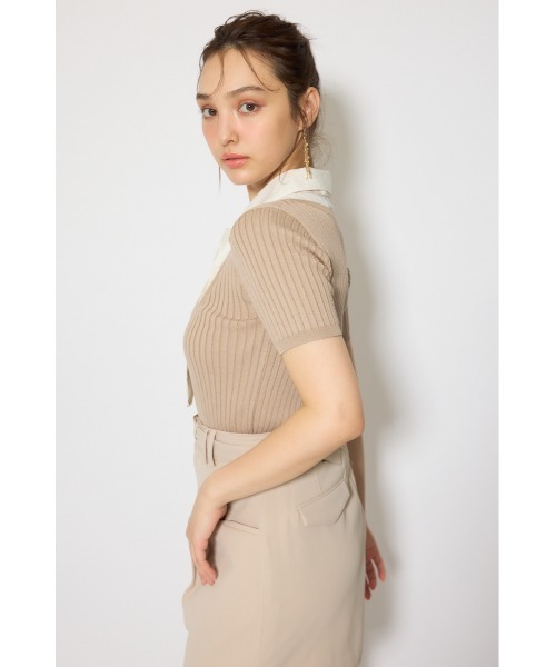 rienda(リエンダ)の「シャツドッキングハーフスリーブニットトップス 春服 夏服 サマーニット(ニット/セーター・レディース・ライトグレー/ライトベージュ/ネイビー・FREE)」の18枚目の写真