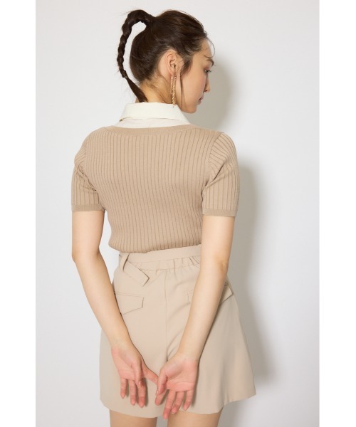 rienda(リエンダ)の「シャツドッキングハーフスリーブニットトップス 春服 夏服 サマーニット(ニット/セーター・レディース・ライトグレー/ライトベージュ/ネイビー・FREE)」の17枚目の写真