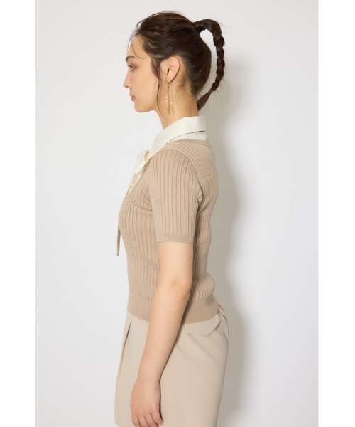 rienda(リエンダ)の「シャツドッキングハーフスリーブニットトップス 春服 夏服 サマーニット(ニット/セーター・レディース・ライトグレー/ライトベージュ/ネイビー・FREE)」の15枚目の写真