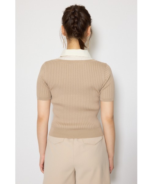 rienda(リエンダ)の「シャツドッキングハーフスリーブニットトップス 春服 夏服 サマーニット(ニット/セーター・レディース・ライトグレー/ライトベージュ/ネイビー・FREE)」の14枚目の写真