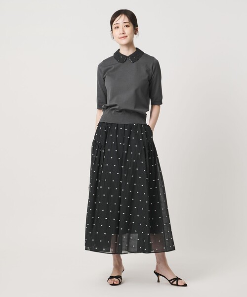 UNITED ARROWS(ユナイテッドアローズ)の「2トーン ドット ジャガード フレアスカート(スカート・レディース・ネイビー/ブラック・38/36)」の6枚目の写真