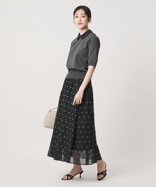 UNITED ARROWS(ユナイテッドアローズ)の「2トーン ドット ジャガード フレアスカート(スカート・レディース・ネイビー/ブラック・38/36)」の7枚目の写真