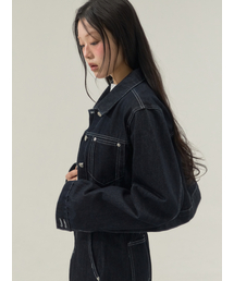 Raw Edge Structured Denim Setup_Navy
