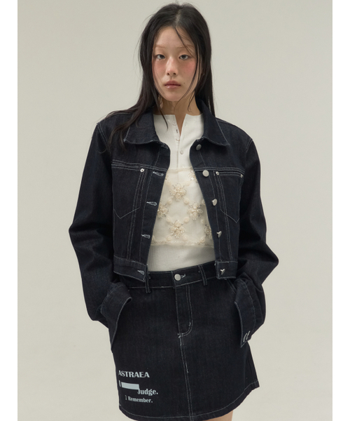 Sorry,Too Much Love(ソーリートゥーマッチラブ)の「Raw Edge Structured Denim Setup_Navy(デニムジャケット・レディース・その他・FREE)」の2枚目の写真