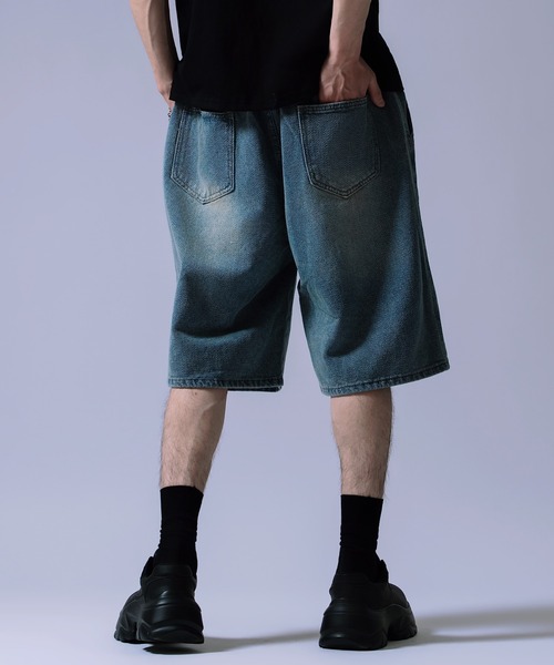 improves(インプローブス)の「ワイド デニム ハーフ パンツ(デニムパンツ・メンズ・ネイビー/サックスブルー・MEDIUM/LARGE)」の9枚目の写真