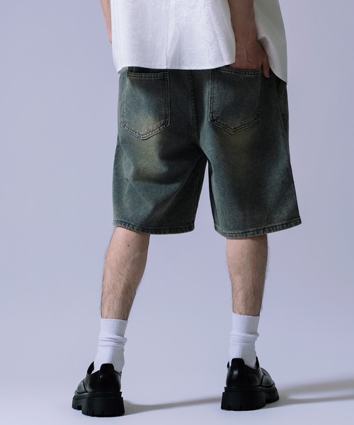 improves(インプローブス)の「ワイド デニム ハーフ パンツ(デニムパンツ・メンズ・ネイビー/サックスブルー・MEDIUM/LARGE)」の5枚目の写真