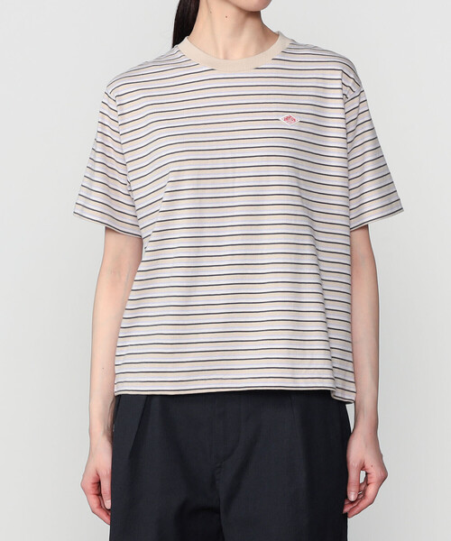 DANTON(ダントン)の「DANTON | コットン天竺 ボーダー ショートTシャツ WOMEN(Tシャツ/カットソー・レディース・ベージュ系その他/グリーン系その他/ブルー系その他/ホワイト系その他5・M)」の1枚目の写真