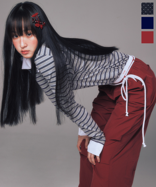 YOUHEE（ユヒ）の「[3COLORS] COTTON LAYERED BANDING WIDE PANTS（スウェットパンツ・レディース・レッド/ネイビー/その他・FREE）」の6枚目の写真