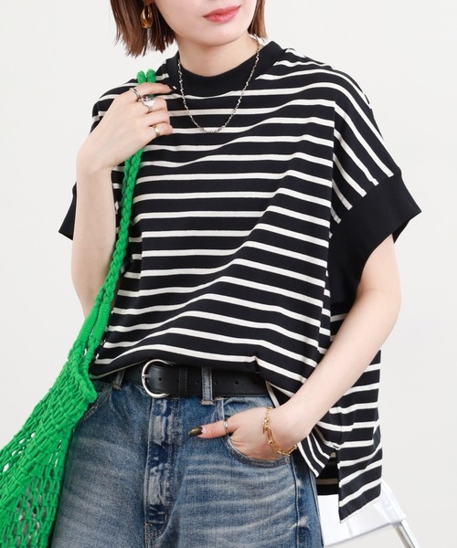 FUNALIVE(ファンアライブ)の「ヘビーウェイト天竺ボーダー半袖プルオーバー(Tシャツ/カットソー・レディース・ブラック系/アイボリー系/ネイビー系・M-L)」の20枚目の写真