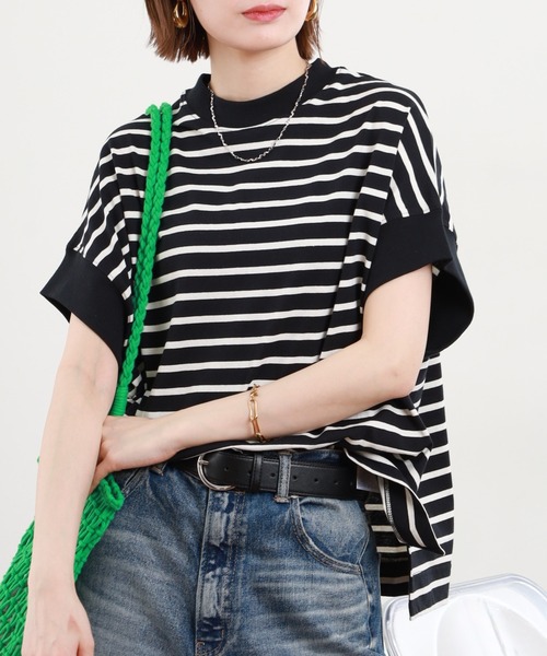 FUNALIVE(ファンアライブ)の「ヘビーウェイト天竺ボーダー半袖プルオーバー(Tシャツ/カットソー・レディース・ブラック系/アイボリー系/ネイビー系・M-L)」の22枚目の写真
