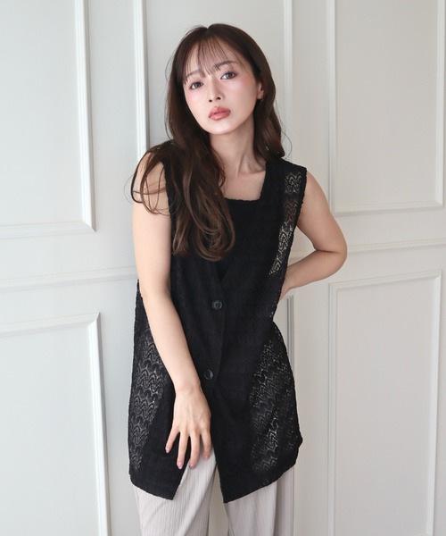 CECIL McBEE(セシルマクビー)の「レースジレベスト(その他アウター・レディース・アイボリー/ブラック・MEDIUM/LARGE)」の7枚目の写真