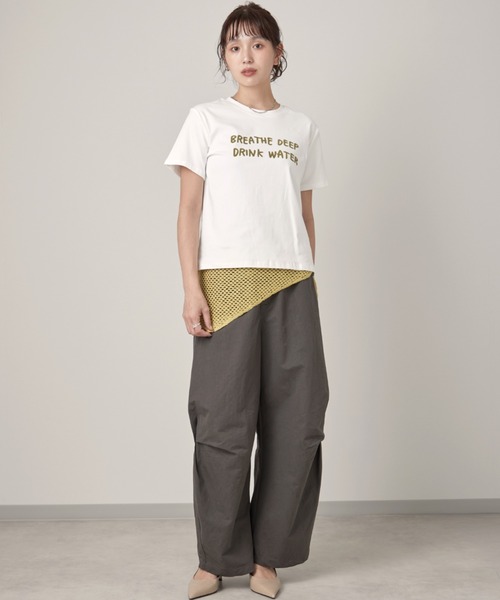 OFROOM(オフルーム)の「Logo Tee Knit Stole Set|ロゴTeeニットストールセット(Tシャツ/カットソー・レディース・ブラック/グリーン/ホワイト・FREE)」の10枚目の写真
