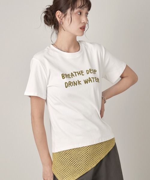 OFROOM(オフルーム)の「Logo Tee Knit Stole Set|ロゴTeeニットストールセット(Tシャツ/カットソー・レディース・ブラック/グリーン/ホワイト・FREE)」の18枚目の写真