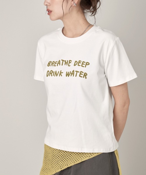 OFROOM(オフルーム)の「Logo Tee Knit Stole Set|ロゴTeeニットストールセット(Tシャツ/カットソー・レディース・ブラック/グリーン/ホワイト・FREE)」の14枚目の写真