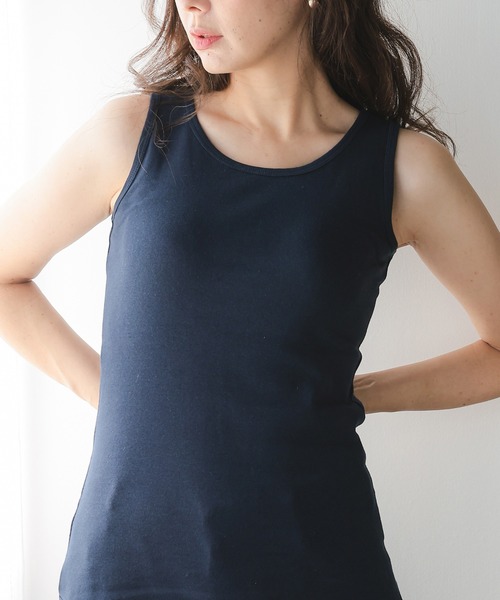 FashionBerry(ファッションベリー)の「インナーちら見え防止 フレアリブタンクトップ コットン100%(タンクトップ・レディース・グレー/ホワイト/ブラック/ネイビー・M/L/LL/3L)」の20枚目の写真