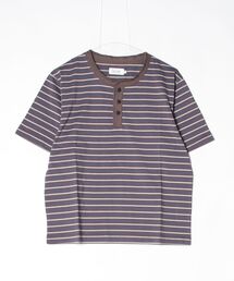 ATELANE /マルチボーダーヘンリーネックTEE