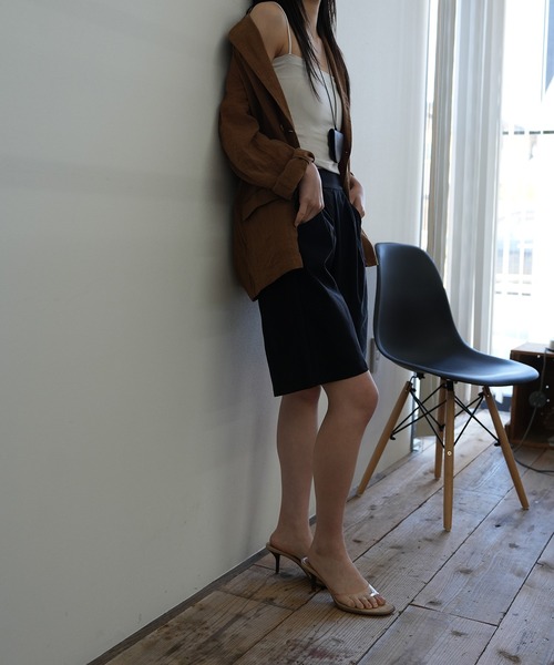 Kotoe(コトエ)の「【ストレッチ仕様】シンプル タック ハーフパンツ(その他パンツ・レディース・ブラック/ベージュ/ダークグリーン・FREE)」の8枚目の写真
