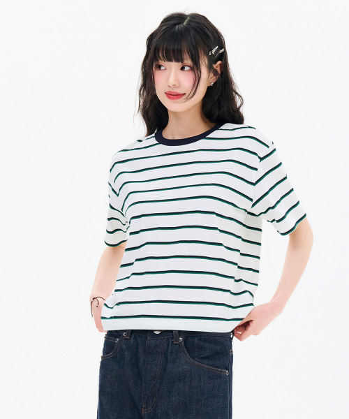 CHASECULT(チェイスカルト)の「レディース 配色ストライプ 半袖Tシャツ-FBRG5869D01(Tシャツ/カットソー・レディース・ホワイト・85/90)」の5枚目の写真