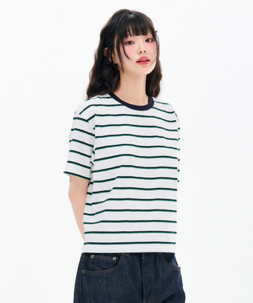 CHASECULT(チェイスカルト)の「レディース 配色ストライプ 半袖Tシャツ-FBRG5869D01(Tシャツ/カットソー・レディース・ホワイト・85/90)」の4枚目の写真