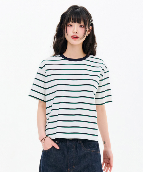 CHASECULT(チェイスカルト)の「レディース 配色ストライプ 半袖Tシャツ-FBRG5869D01(Tシャツ/カットソー・レディース・ホワイト・85/90)」の3枚目の写真