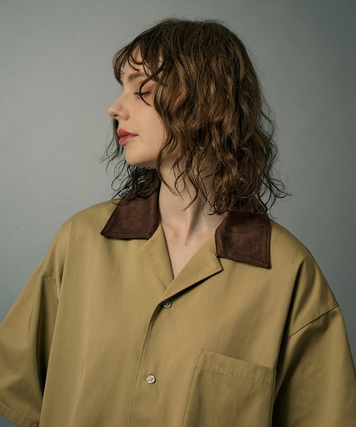 WETTEMPT（ウィテンプト）の「FAUX SUEDE COLLAR TWILL S/S SHIRT / フェイクスエードカラーツイルS/Sシャツ（シャツ/ブラウス・メンズ・ブラック/ベージュ・LARGE/MEDIUM/SMALL）」の7枚目の写真