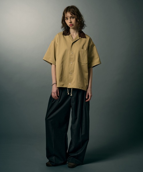 WETTEMPT（ウィテンプト）の「FAUX SUEDE COLLAR TWILL S/S SHIRT / フェイクスエードカラーツイルS/Sシャツ（シャツ/ブラウス・メンズ・ブラック/ベージュ・LARGE/MEDIUM/SMALL）」の9枚目の写真