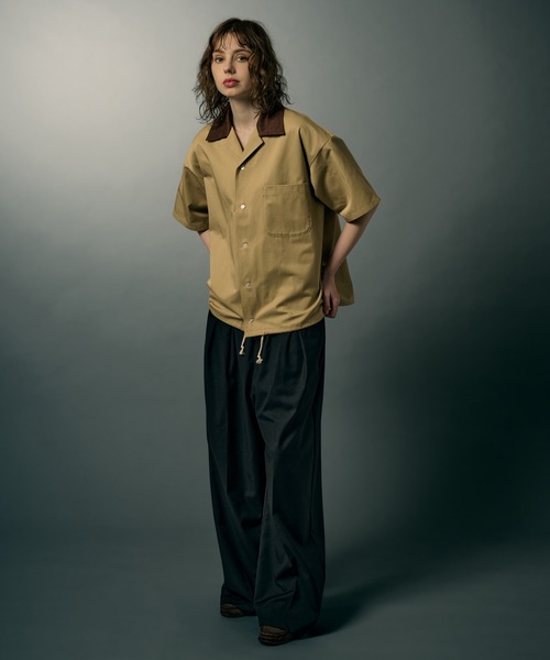 WETTEMPT（ウィテンプト）の「FAUX SUEDE COLLAR TWILL S/S SHIRT / フェイクスエードカラーツイルS/Sシャツ（シャツ/ブラウス・メンズ・ブラック/ベージュ・LARGE/MEDIUM/SMALL）」の10枚目の写真
