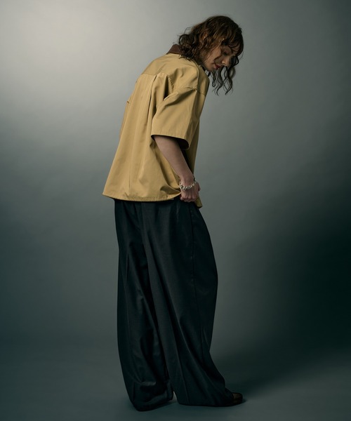 WETTEMPT（ウィテンプト）の「FAUX SUEDE COLLAR TWILL S/S SHIRT / フェイクスエードカラーツイルS/Sシャツ（シャツ/ブラウス・メンズ・ブラック/ベージュ・LARGE/MEDIUM/SMALL）」の12枚目の写真