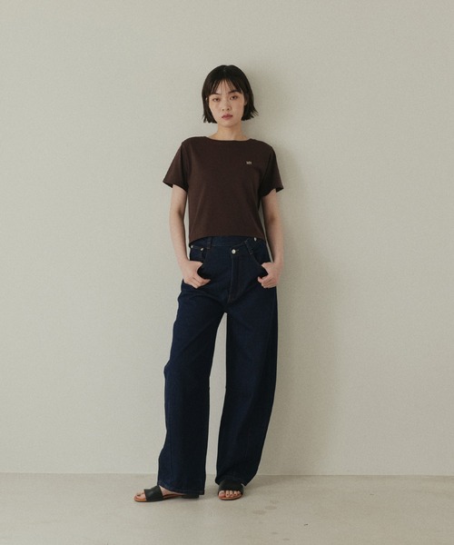 hellam home(へラムホーム)の「【UVカット&接触冷感】配色刺繍Tシャツ(Tシャツ/カットソー・レディース・ブラウン/オフホワイト/チャコール/イエロー・FREE)」の20枚目の写真
