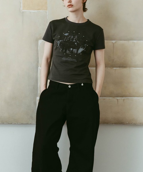 Knuth Marf(クヌースマーフ)の「【Knuth Marf】クヌースマーフ studded compact tee(Tシャツ/カットソー・レディース・ブルー/アイボリー/チャコールグレー・FREE)」の16枚目の写真