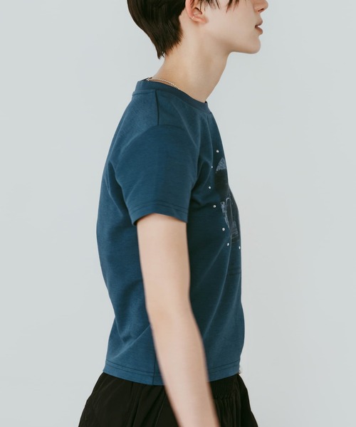 Knuth Marf(クヌースマーフ)の「【Knuth Marf】クヌースマーフ studded compact tee(Tシャツ/カットソー・レディース・ブルー/アイボリー/チャコールグレー・FREE)」の9枚目の写真