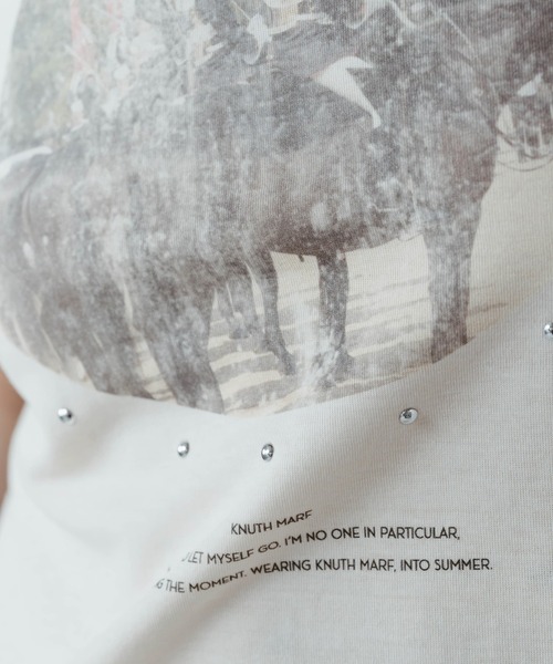Knuth Marf(クヌースマーフ)の「【Knuth Marf】クヌースマーフ studded compact tee(Tシャツ/カットソー・レディース・ブルー/アイボリー/チャコールグレー・FREE)」の7枚目の写真