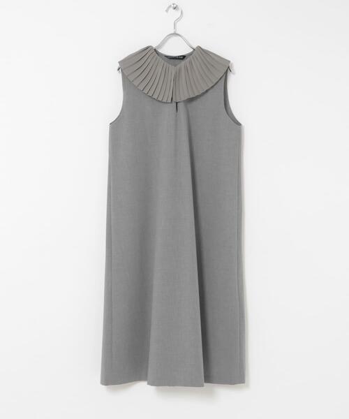 mizuiroind(ミズイロインド)の「mizuiro-ind PLEATS COLLOR NO-SLEEVE ONE-PIECE(ワンピース・レディース・グレー/ブラック・ONE)」の1枚目の写真