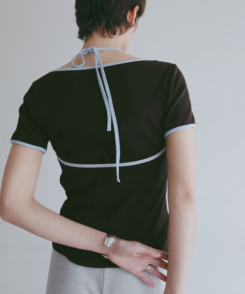 MANOF(マノフ)の「BICOLLAR LAYERED TOPS(Tシャツ/カットソー・レディース・グレー/グリーン/ブラウン・F)」の21枚目の写真