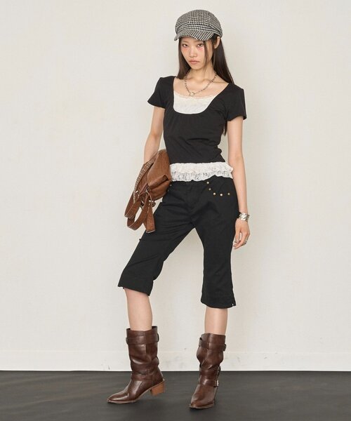 WHO'S WHO gallery(フーズフーギャラリー)の「レースレイヤードトップス(Tシャツ/カットソー・レディース・ブラック/パープル/サックスブルー・FREE)」の10枚目の写真