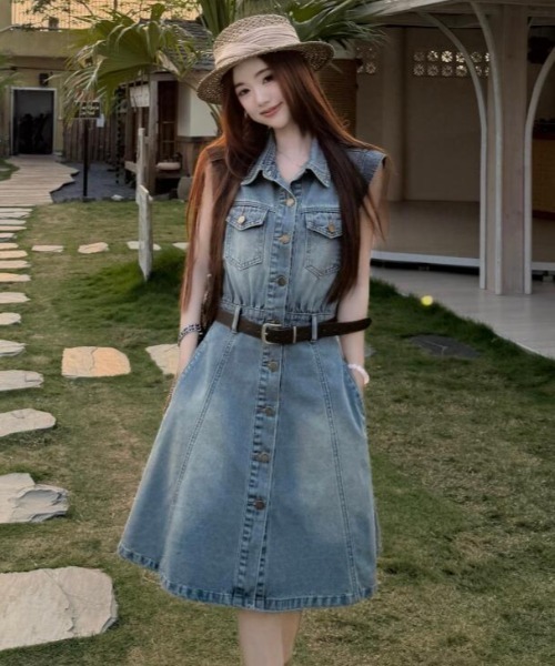 semplice（センプリチェ）の「ワンピース【韓国ファッション】（ワンピース・レディース・ブルー・L/M/S）」の5枚目の写真