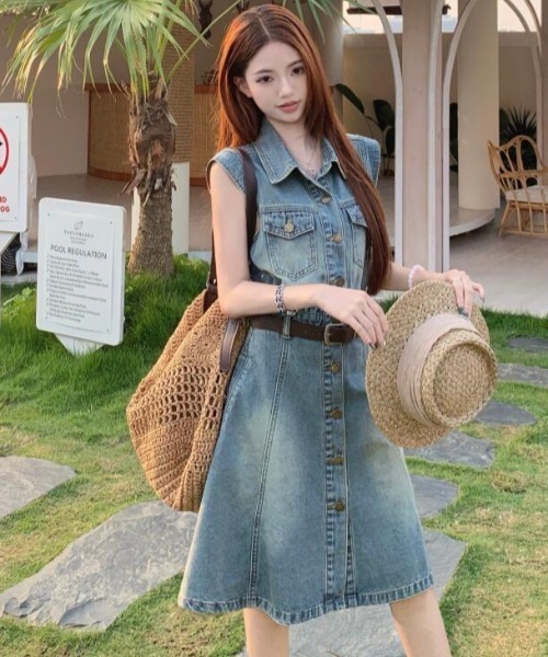semplice（センプリチェ）の「ワンピース【韓国ファッション】（ワンピース・レディース・ブルー・L/M/S）」の12枚目の写真