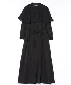 【WEB限定】【洗える】前ファスナー/ケープカラーオールインワンドレス/ポケット付き
