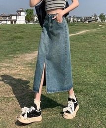 フロントスリット デニムスカート