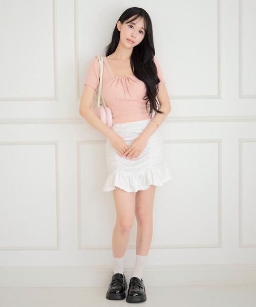 ALLuRing ChaRm(アリュリングチャーム)の「Gathered Mermaid Mini Skirt / ギャザーマーメイドミニスカート(スカート・レディース・ブラック/ホワイト・M/S)」の16枚目の写真