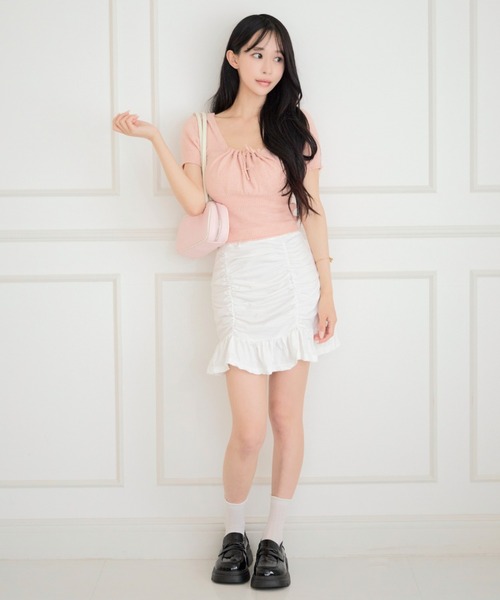 ALLuRing ChaRm(アリュリングチャーム)の「Gathered Mermaid Mini Skirt / ギャザーマーメイドミニスカート(スカート・レディース・ブラック/ホワイト・M/S)」の17枚目の写真