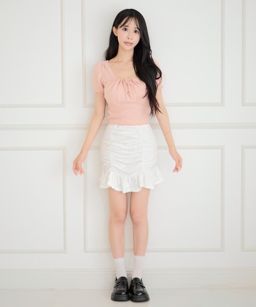 ALLuRing ChaRm(アリュリングチャーム)の「Gathered Mermaid Mini Skirt / ギャザーマーメイドミニスカート(スカート・レディース・ブラック/ホワイト・M/S)」の15枚目の写真