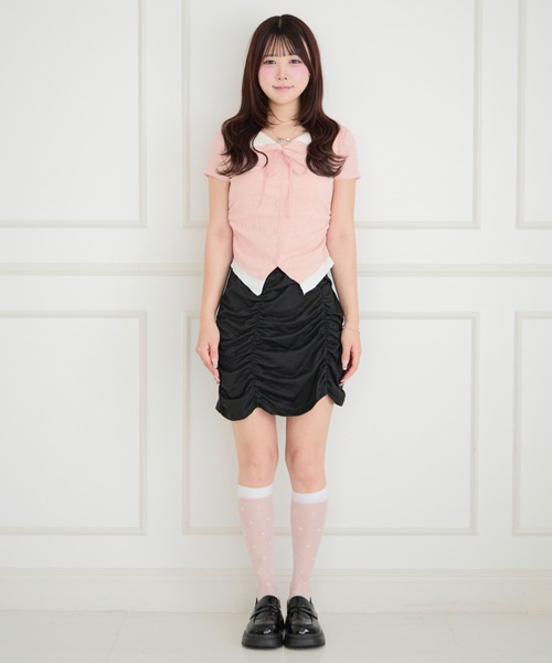ALLuRing ChaRm(アリュリングチャーム)の「Gathered Mermaid Mini Skirt / ギャザーマーメイドミニスカート(スカート・レディース・ブラック/ホワイト・M/S)」の6枚目の写真