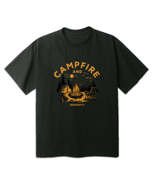 BEMIGHTY（ビーマイティー）の「キャンプファイヤードローイングオーバーサイズ半袖Tシャツ [ダークグレー]（Tシャツ/カットソー）」
