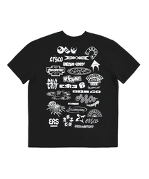 ERSCO（イーアルエスコ）の「マルチロゴTシャツ_ブラック（Tシャツ/カットソー）」