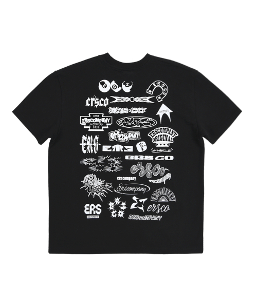 ERSCO(イーアルエスコ)の「マルチロゴTシャツ_ブラック(Tシャツ/カットソー・レディース・その他・X-LARGE/MEDIUM/LARGE)」の1枚目の写真