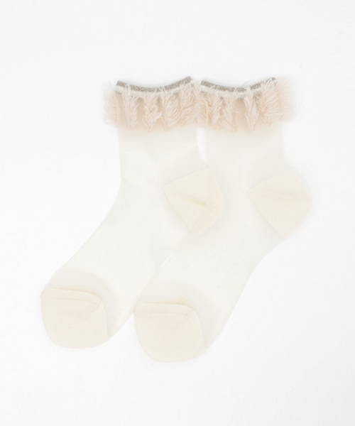 ANTIPAST(アンティパスト)の「ANTIPAST / フリンジ ショートソックス(ソックス/靴下・レディース・ホワイト系その他/ブラック・ONE SIZE)」の2枚目の写真