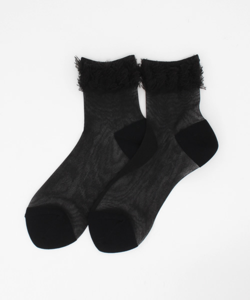 ANTIPAST(アンティパスト)の「ANTIPAST / フリンジ ショートソックス(ソックス/靴下・レディース・ホワイト系その他/ブラック・ONE SIZE)」の1枚目の写真